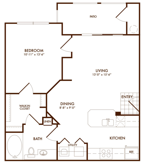Hudson Miramont Apartments A1 Floor Plan